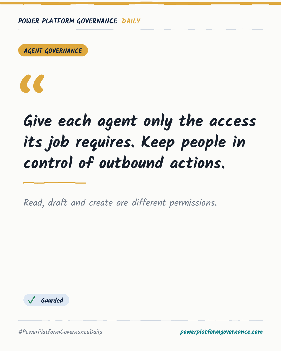 Governance card: Give each agent only the access its job requires. Keep people in control of outbound actions.